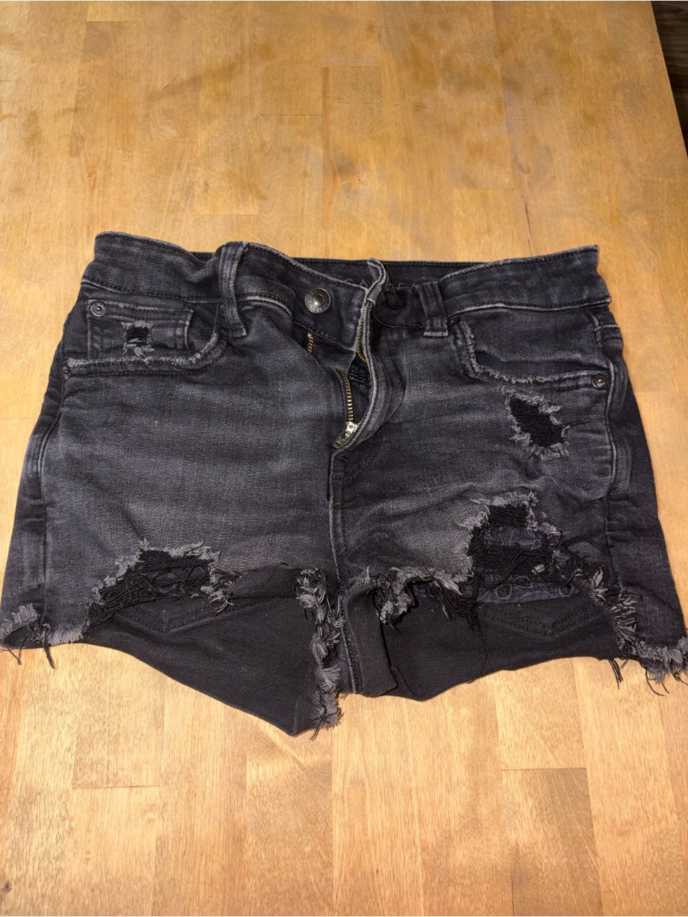 American Eagle Black Distressed Jean Shorts